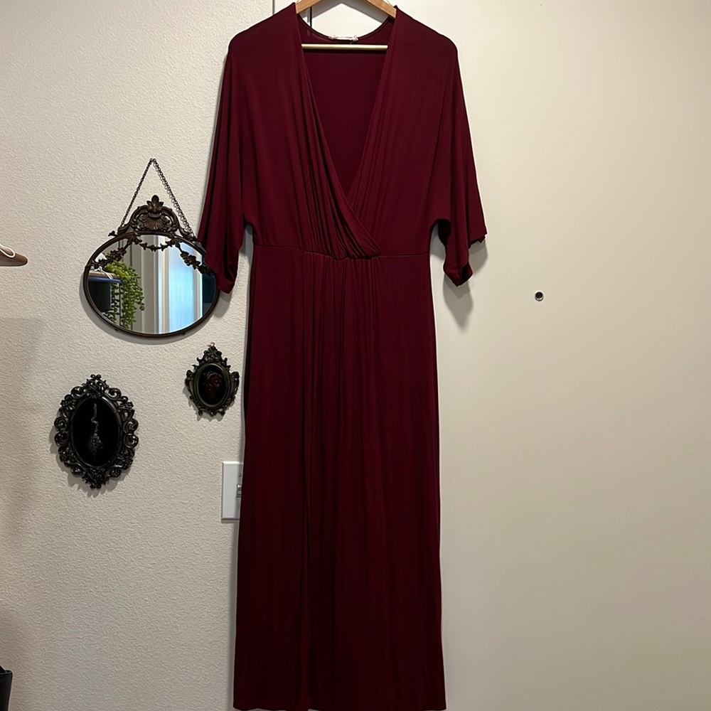 All in Favor Maroon Midi Dress